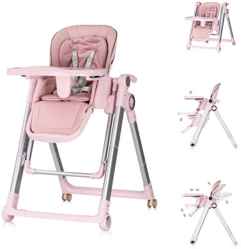 Chipolino Kinderhochstuhl 2 in 1 Super Chef Babyschaukel, Fußstütze, klappbar rosa Bild 1
