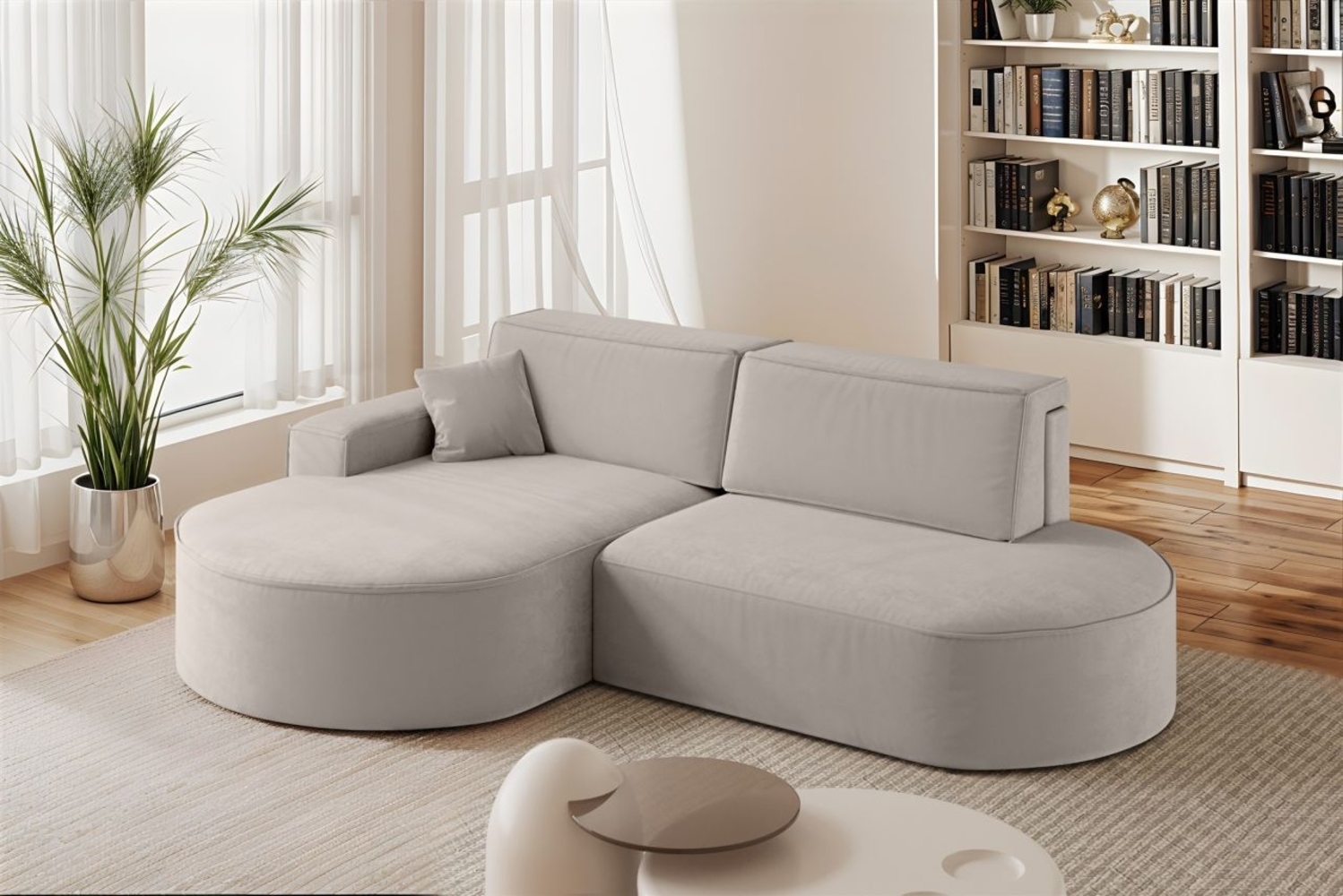 Ecksofa Schlafsofa Sofa VENEDIG Stoff Salvador Hellgrau Ottomane Links Bild 1
