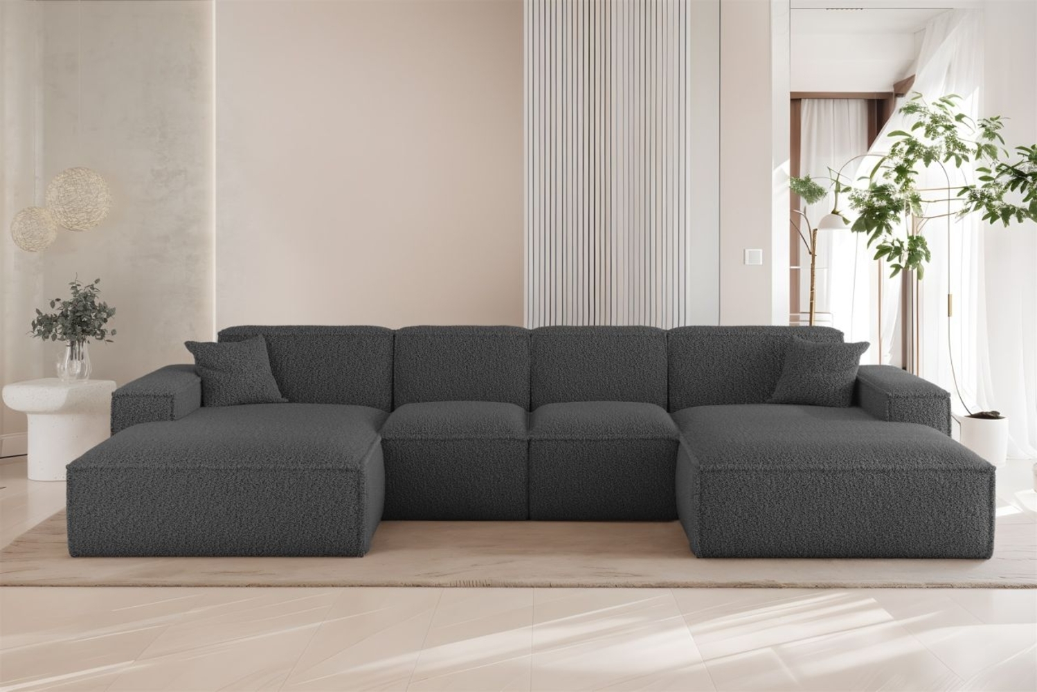 Wohnlandschaft Sofa U-Form CELES PREMIUM XS in Stoff Sven Dunkelgrau Bild 1