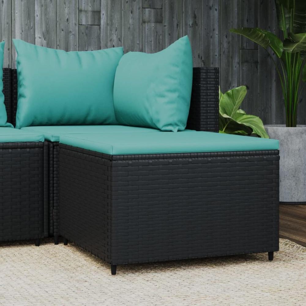 vidaXL Gartenhocker mit Kissen Schwarz Poly Rattan 319804 Bild 1