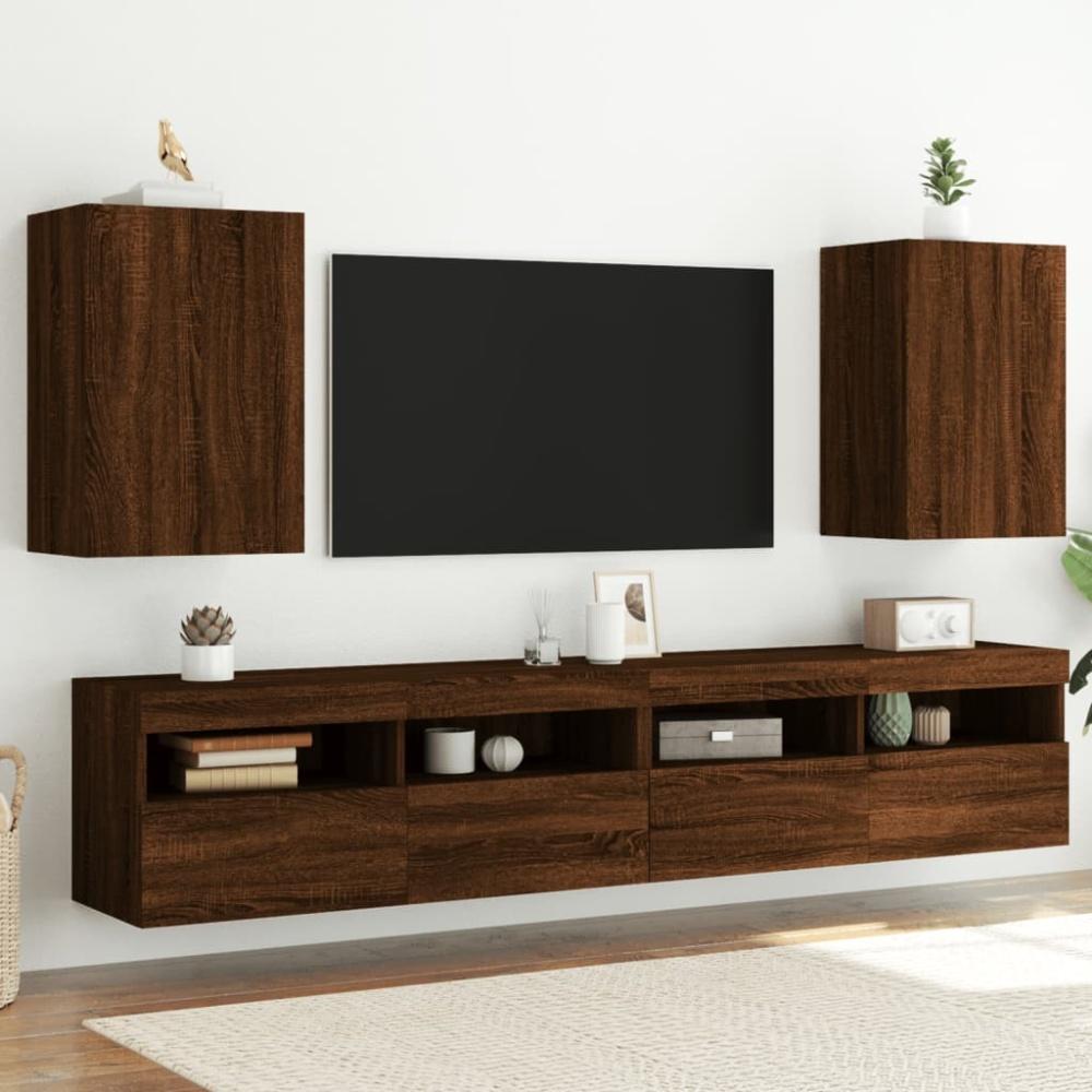 vidaXL TV-Wandschränke 2 Stk. Braun Eiche-Optik 40,5x30x60 cm 836923 Bild 1