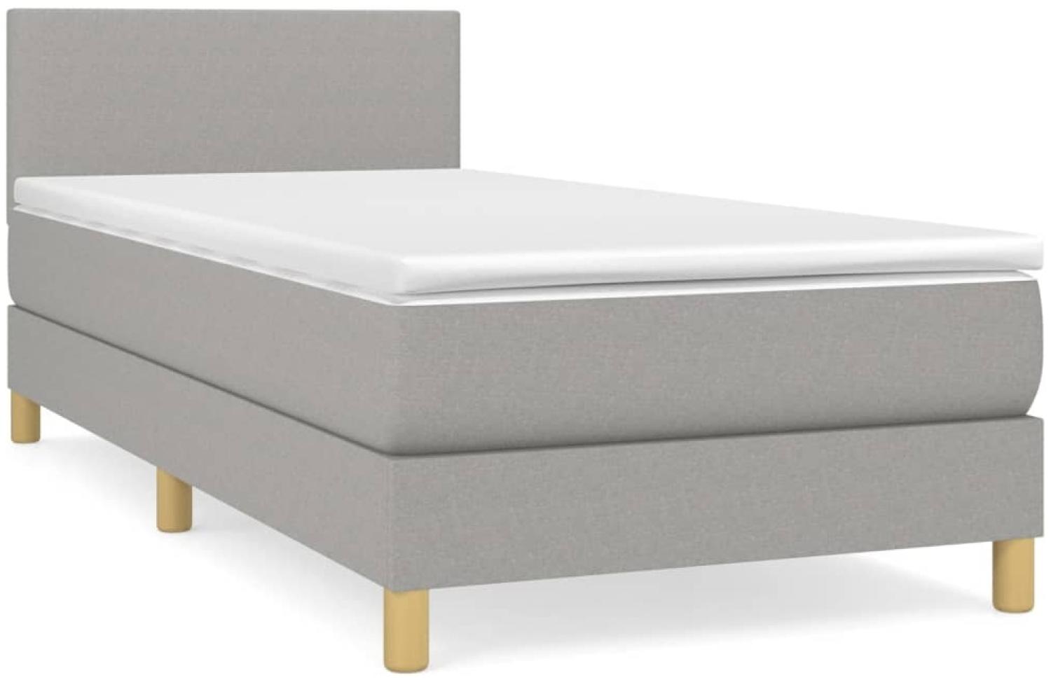 vidaXL Boxspringbett mit Matratze Hellgrau 90x190 cm Stoff 3140417 Bild 1