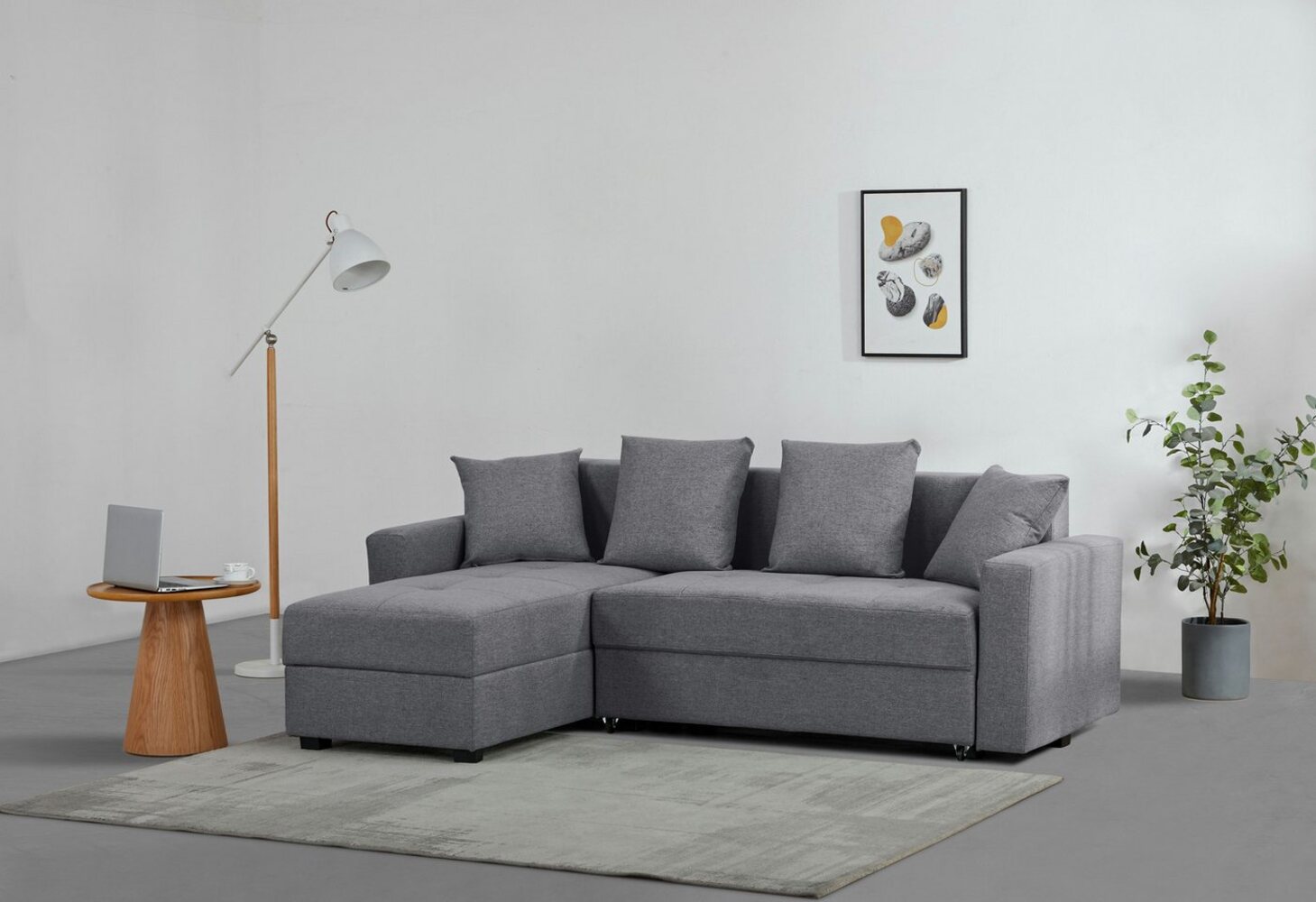 INOSIGN Ecksofa KILLAM, 217 cm, L-Form, mit Schlaffunktion u. Bettkasten, Recamiere rechts / links montierbar, in Cord und Webstoff Bild 1