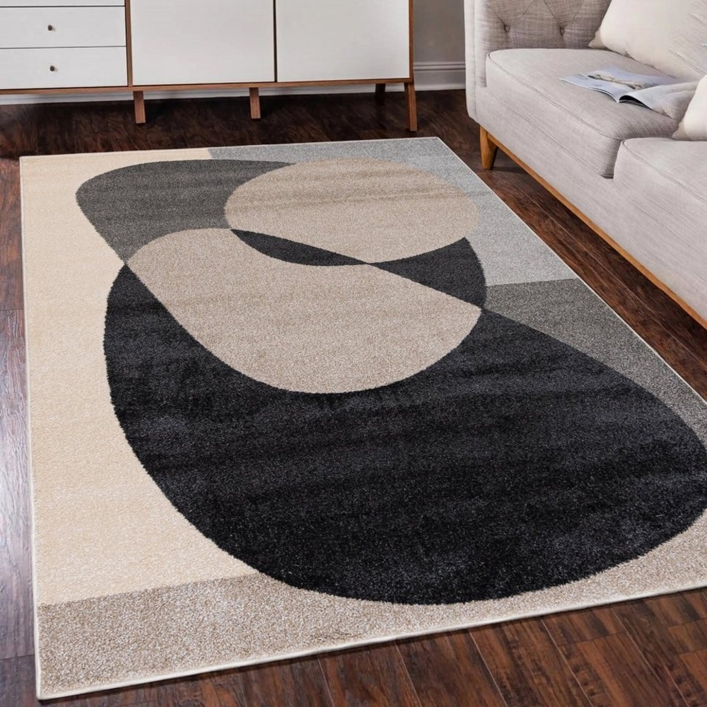 Mazovia Designteppich Modern Teppich Kurzflor Wohnzimmerteppich Japandi Scandi Beige Grau, 80 x 150 cm, Fußbodenheizung, Allergiker geeignet, Farbecht, Pflegeleicht Bild 1