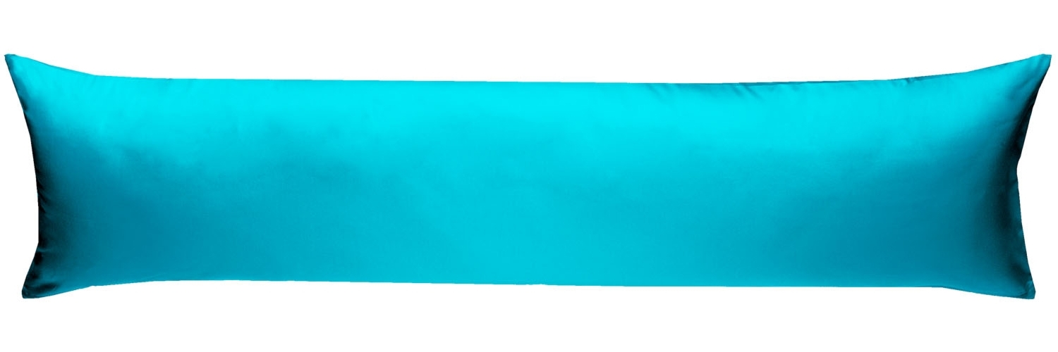 Mako Satin Seitenschläferkissen Bezug uni / einfarbig türkis 40x200 cm Bild 1