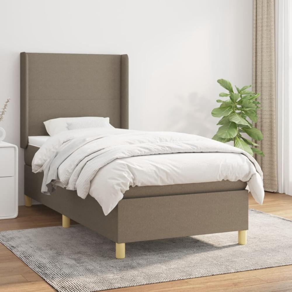 vidaXL Boxspringbett mit Matratze Taupe 90x190 cm Stoff 3131797 Bild 1