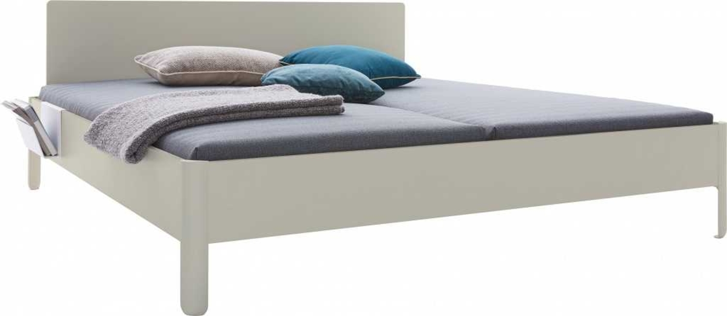 NAIT Doppelbett farbig lackiert Kieselgrau 180 x 210cm Mit Kopfteil Bild 1