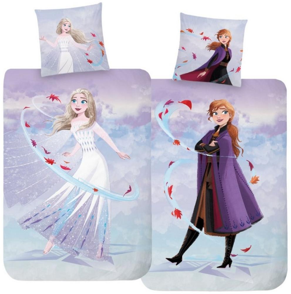 MTOnlinehandel Bettwäsche Frozen Die Eiskönigin 135x200+80x80 cm, 100 % Baumwolle, Renforcé, 2 teilig, Kinderbettwäsche mit Anna & Elsa, Mädchenbettwäsche Bild 1