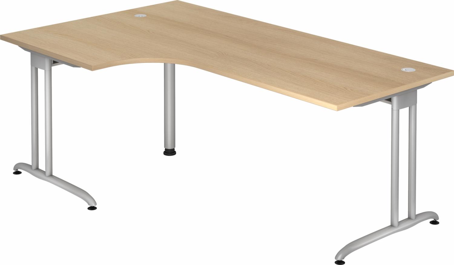 bümö Eckschreibtisch groß, Serie 200x120 cm, Tischplatte aus Holz in Eiche, Gestell aus Metall - Schreibtisch L Form, großer Tisch für's Büro, Computertisch, Bürotisch, BS-82-E Bild 1