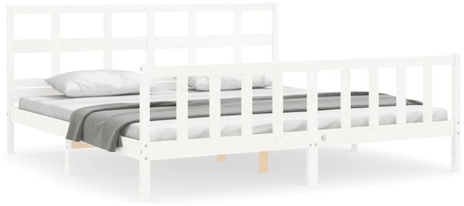 vidaXL Massivholzbett ohne Matratze Weiß 200x200 cm Kiefernholz 3193032 Bild 1