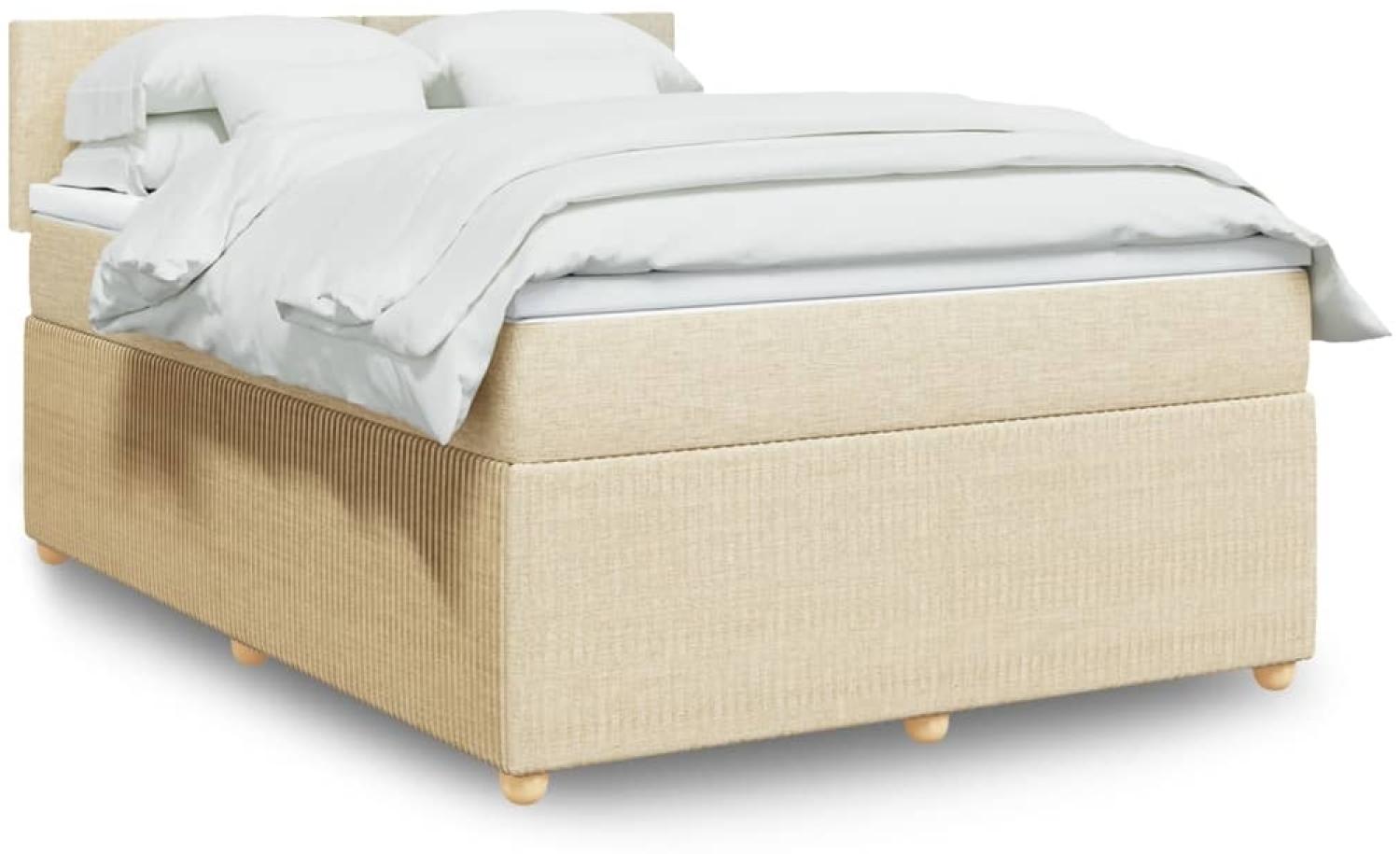 vidaXL Boxspringbett mit Matratze Creme 160x200 cm Stoff 3289805 Bild 1