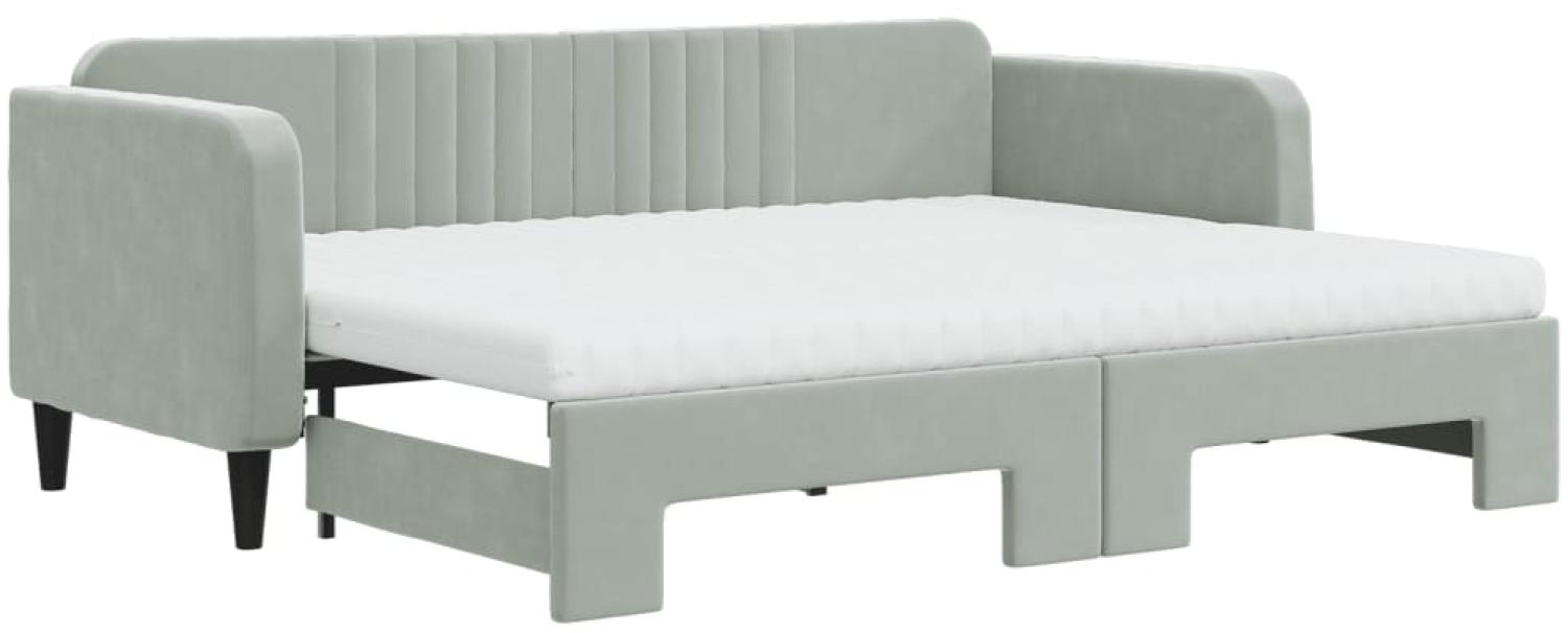 vidaXL Tagesbett Ausziehbar mit Matratzen Hellgrau 80x200 cm Samt 3197080 Bild 1