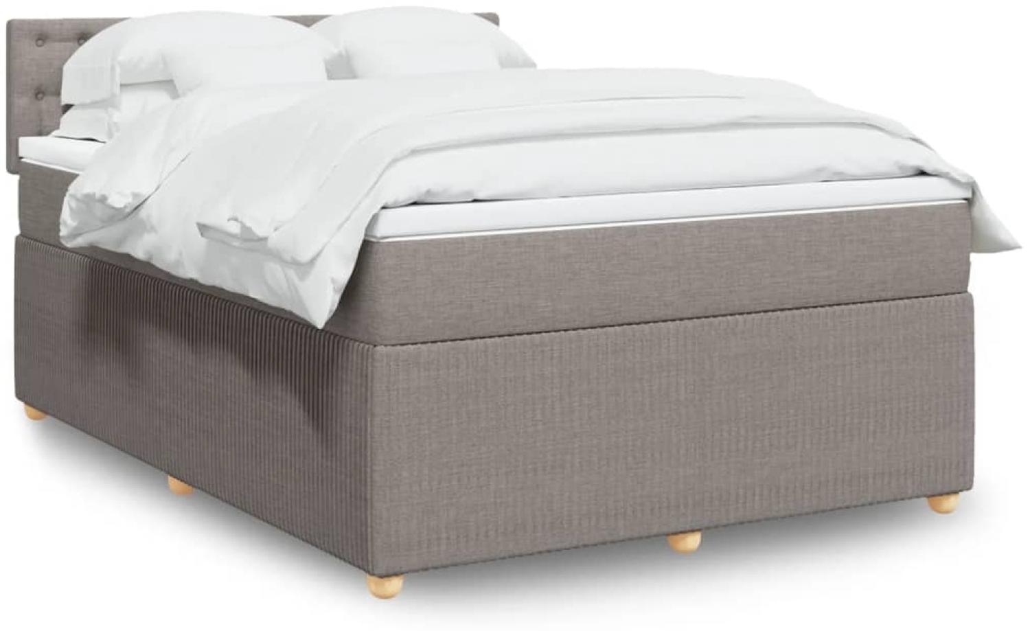 vidaXL Boxspringbett mit Matratze Taupe 160x200 cm Stoff 3289825 Bild 1