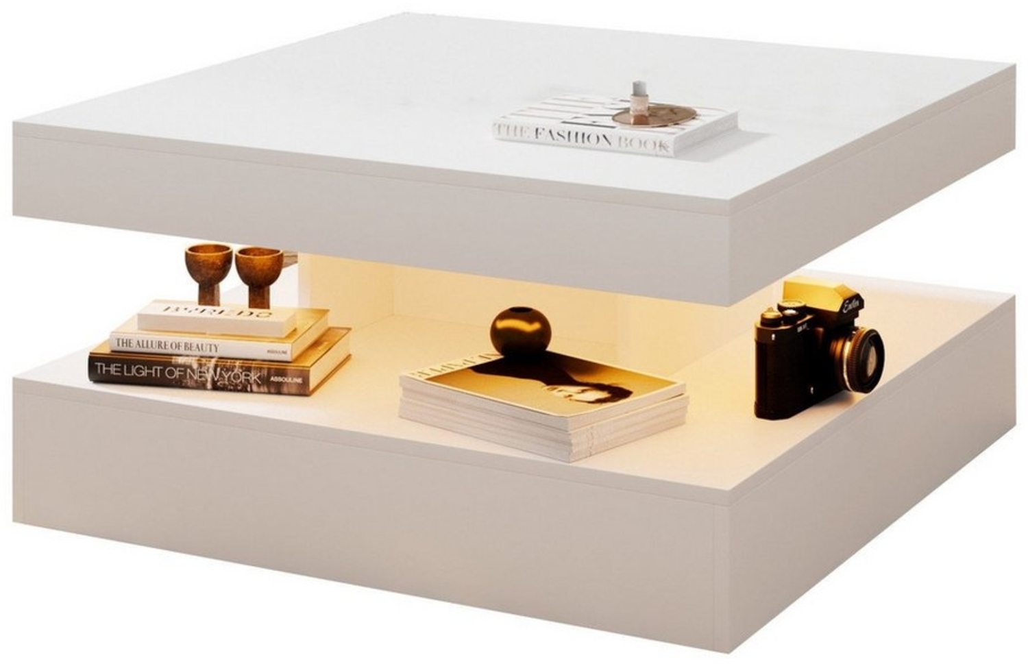 radelldar Couchtisch Wohnzimmertisch hautänhliche textur mit beleuchtung modern, USB Bild 1