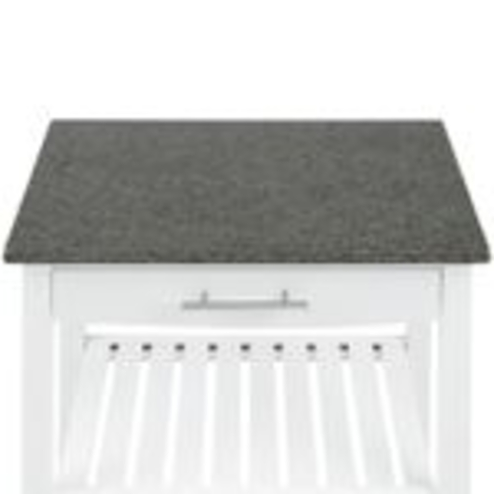 Tennessee Servierwagen Küchenwagen 4 Etagen Holz Granit mobil Weiß Bild 1