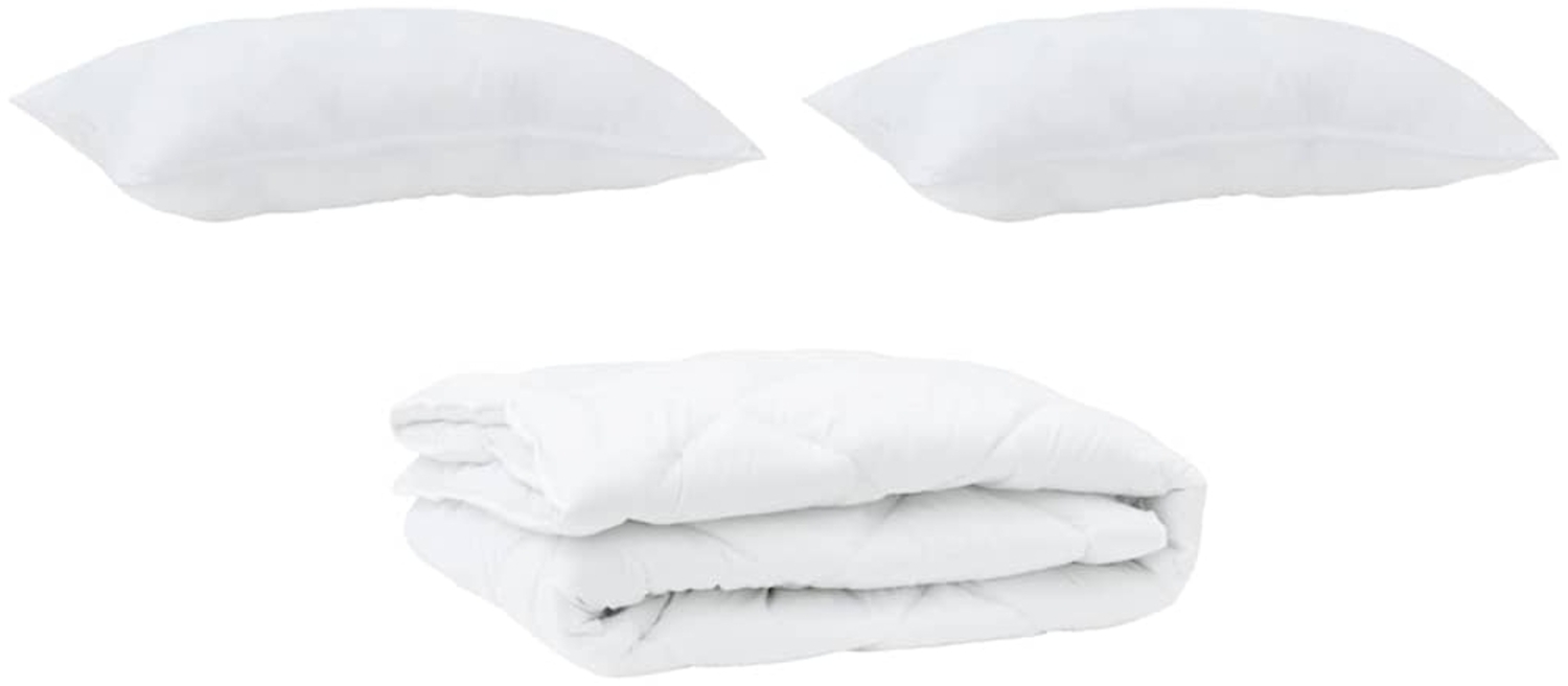 vidaXL Bettdecke mit Kissen 3 pcs Weiß Mikrofaser 3377539 Bild 1