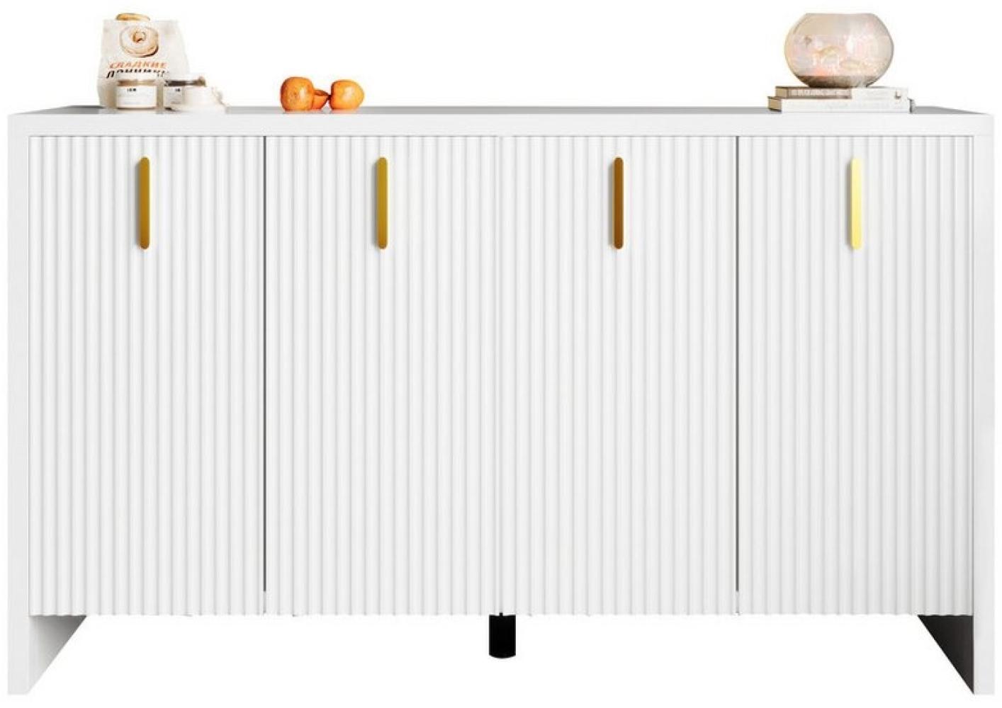 Merax Sideboard mit vier Türen und verstellbaren Einlegeböden, Kommode mit Metallgriffe,Wohnzimmerschrank,Buffet,B:140cm Bild 1