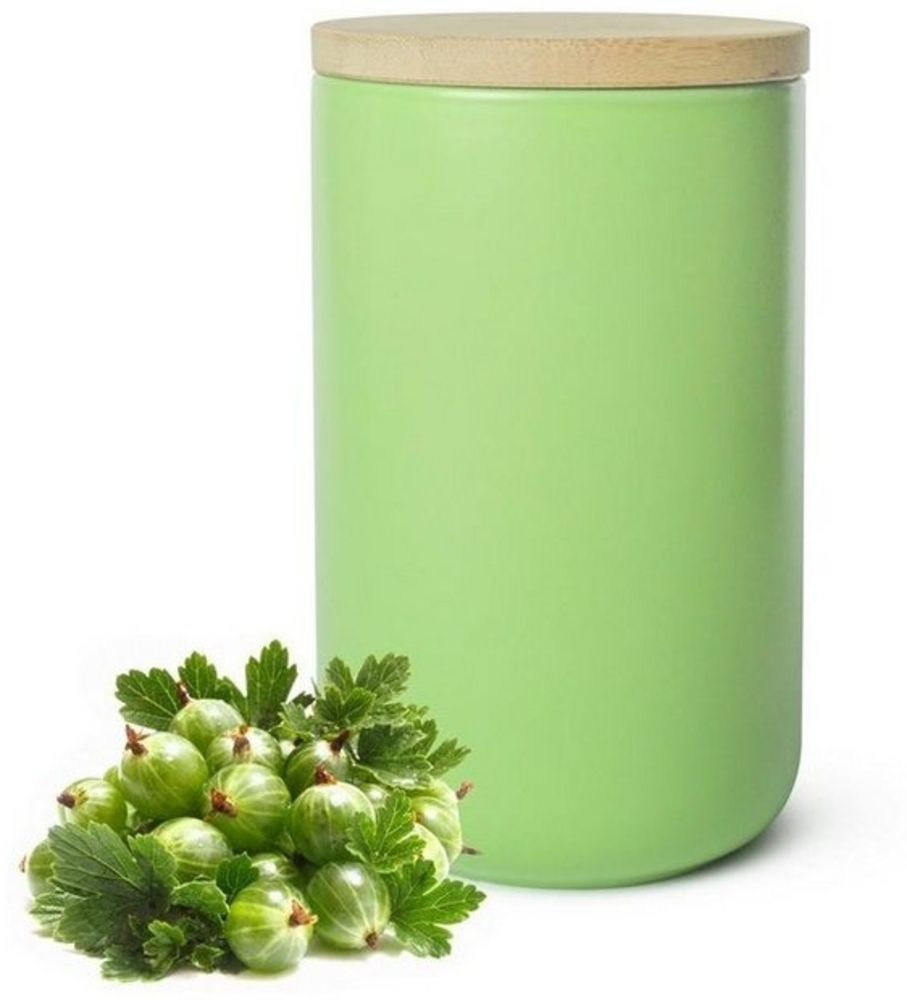 Vorratsdose Grün aus Porzellan mit Bambusdeckel Vorratsbehälter Dose Vorratsglas Aufbewahrungsdose Bild 1