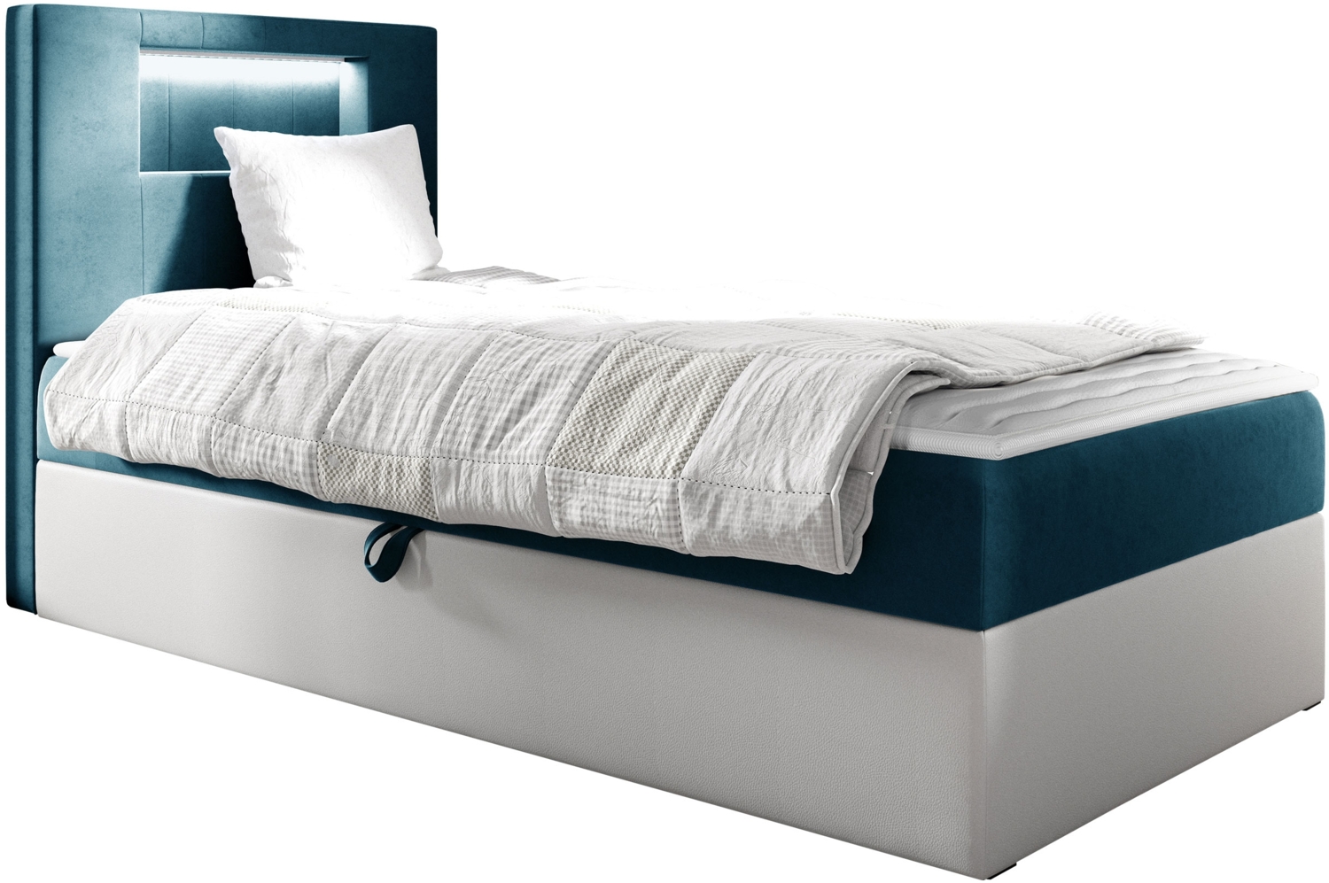 Boxspringbett 'Gladino Junior 1' blau 100x200 cm Links Bild 1