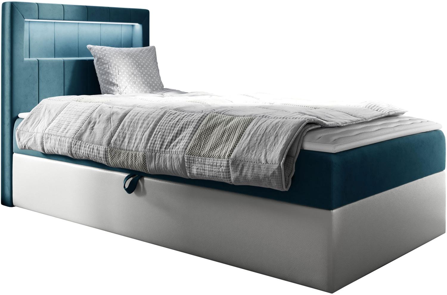 Boxspringbett 'Gladino Junior 1' blau 100 x 200 cm Links Bild 1