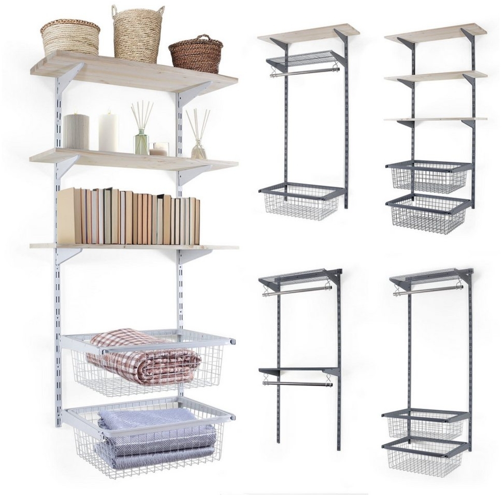 BOOMET Kleiderschrank Kleiderschranksystem Bausatz (Storage weiß) mit Fichtenboden begehbarer Kleiderschrank Bild 1