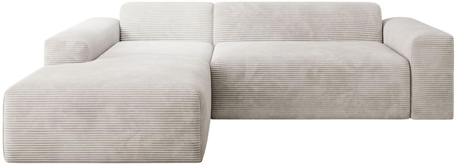 Juskys Sofa Vals Links mit POSO Stoff - L-Form Couch für Wohnzimmer - Ecksofa modern, bequem, klein - Eckcouch Sitzer - Cordsofa Beige Bild 1