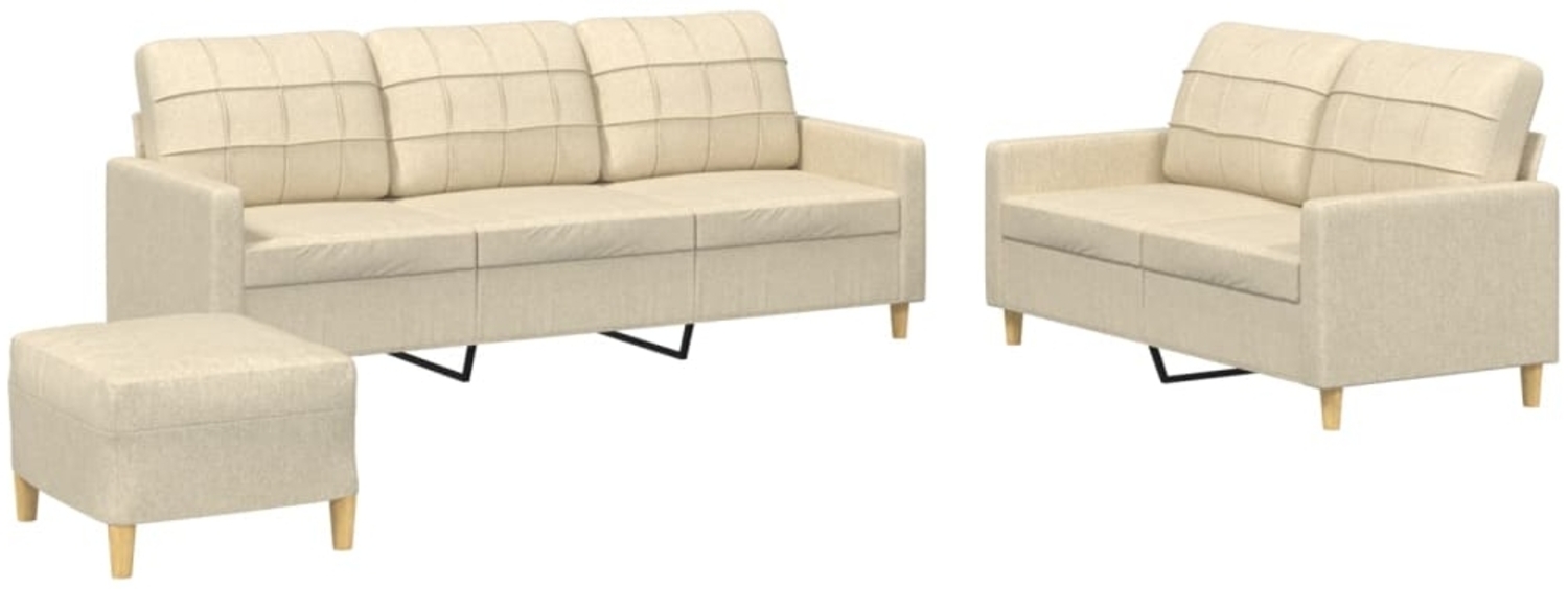 vidaXL 3-tlg. Sofagarnitur mit Kissen Creme Stoff 3201316 Bild 1