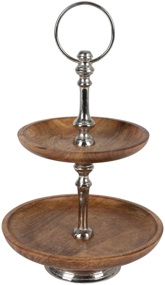 Holz-Etagere 2-stufig Servierschale Gebäckschale Obstschale Buffet Tischdeko Bild 1