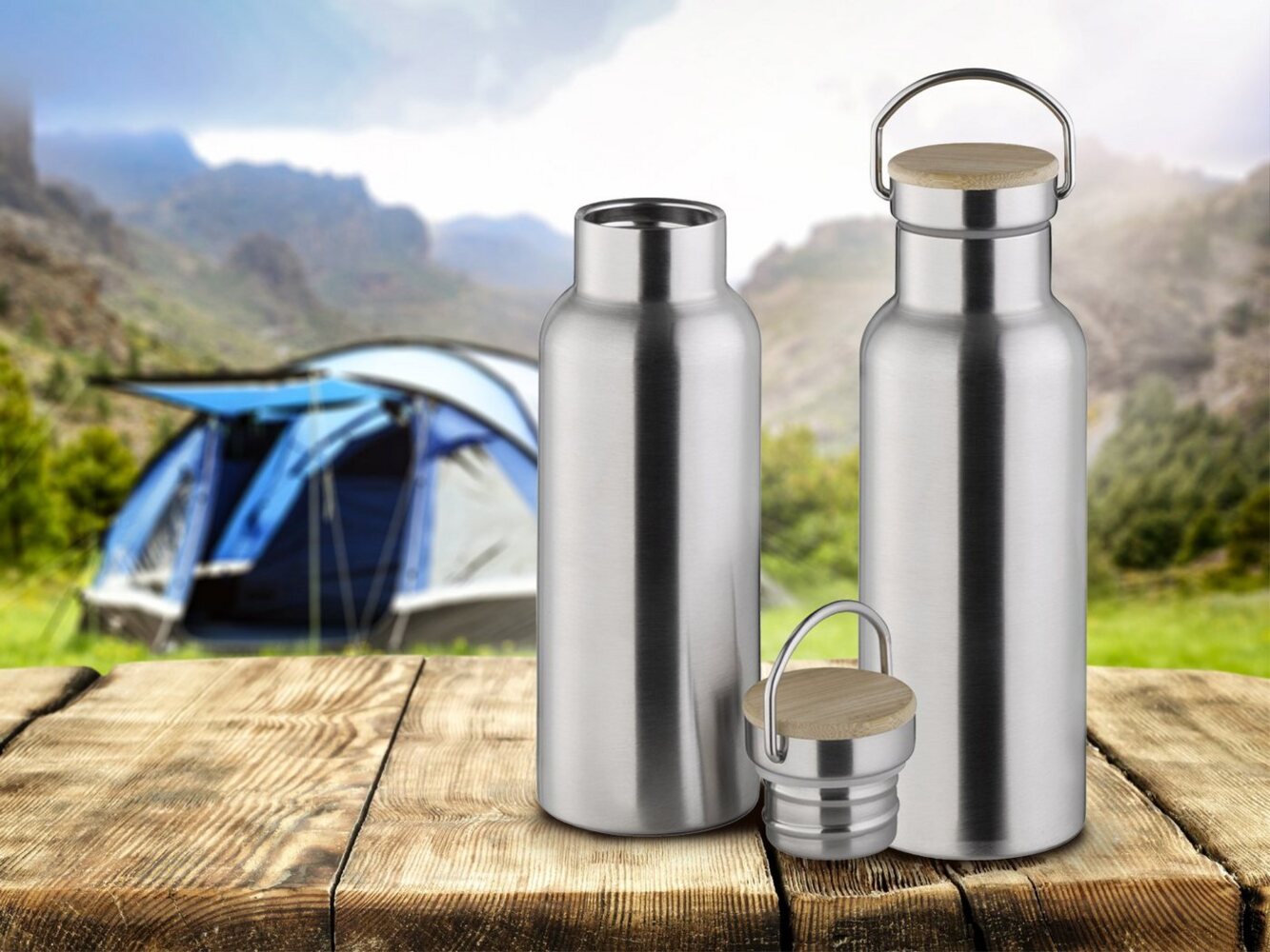 2-er Set Trinkflaschen Edelstahl, Thermosflaschen 500ml mit Schraubverschluss Bild 1