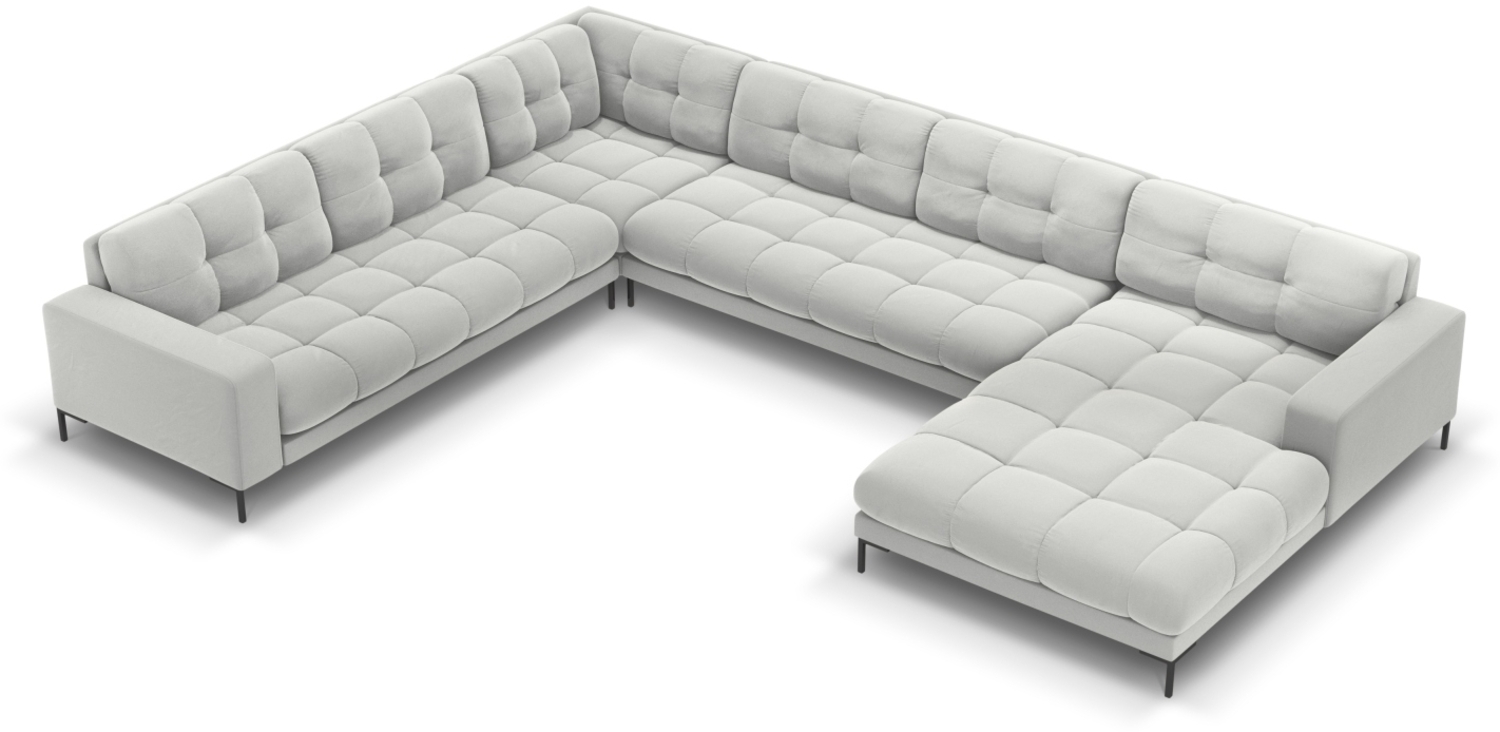 Micadoni Wohnlandschaft Mamaia 7-Sitzer Samtstoff Silber Metall schwarz Links Bild 1