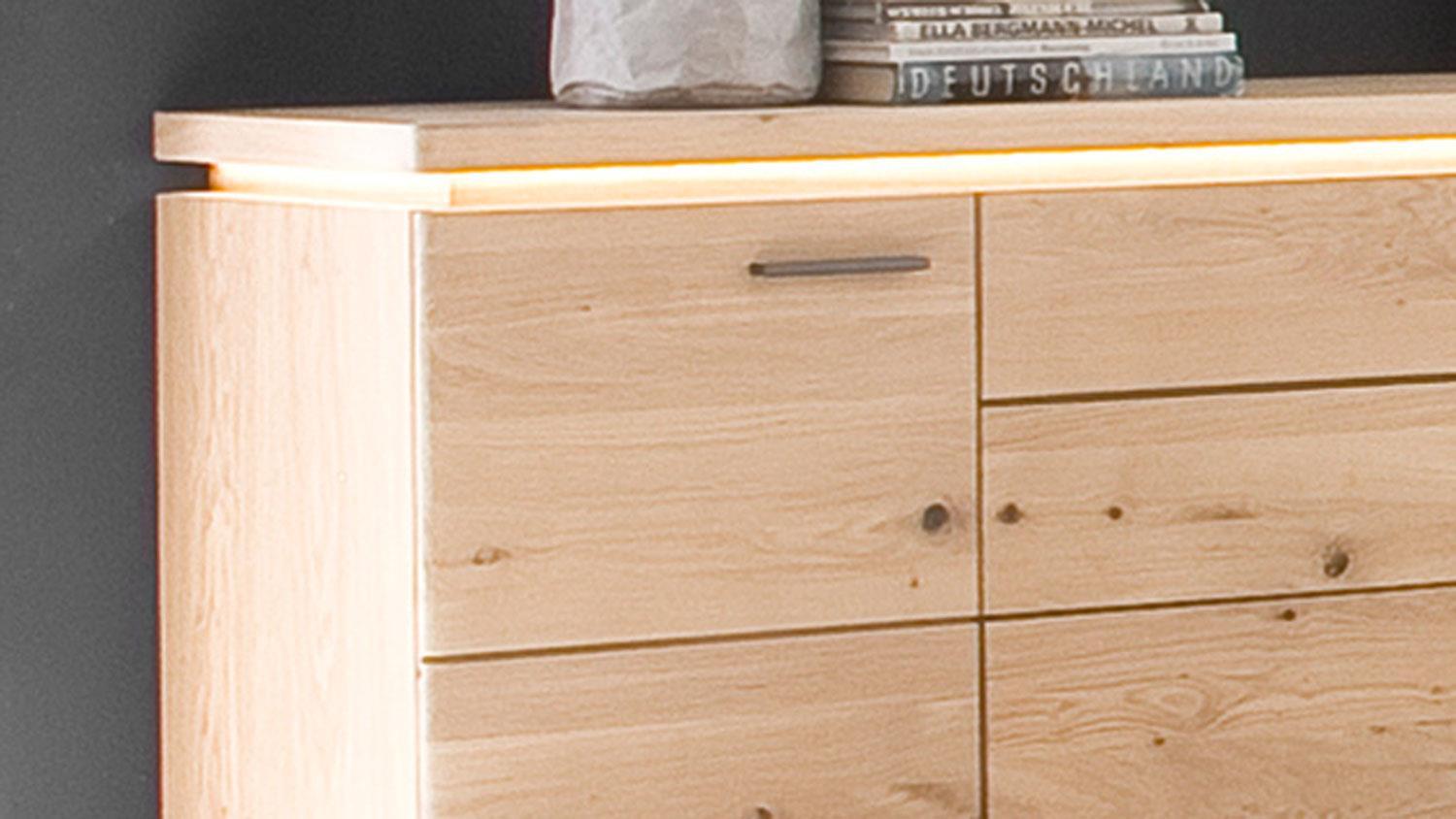 Großes Sideboard Barcelona mit LED-Beleuchtung - Balkeneiche Bianco Bild 1