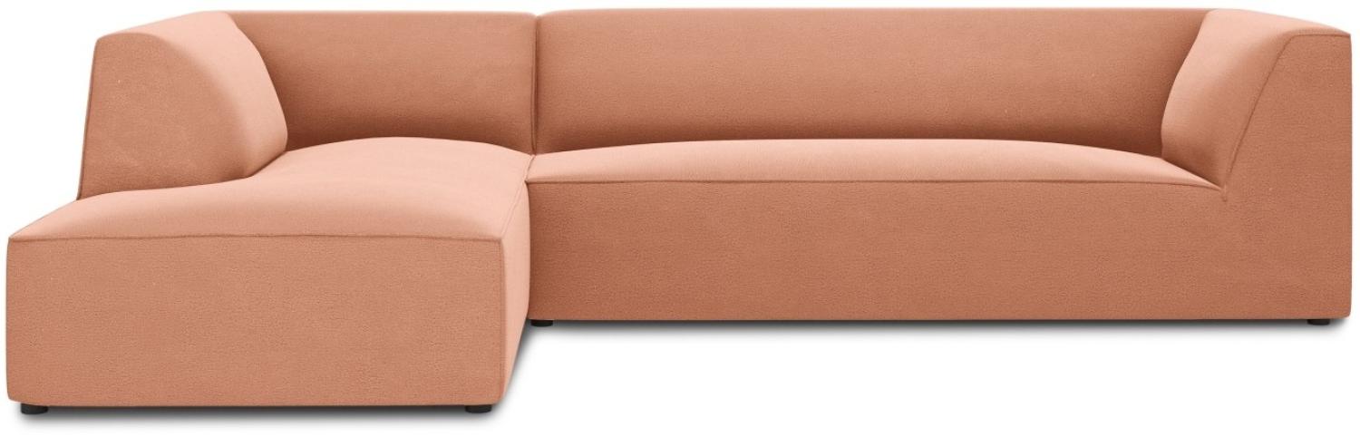 Micadoni 4-Sitzer Samtstoff Modular Ecke links Sofa Ruby | Bezug Pink | Beinfarbe Black Plastic Bild 1