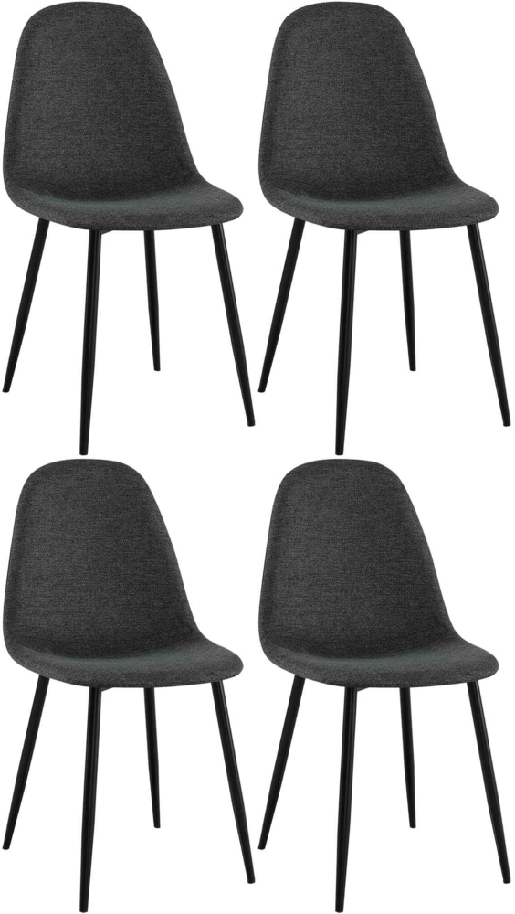 CLP 4er Set Esszimmerstühle Napier gepolstert bis 150 kg belastbar,schwarz Stoff Bild 1