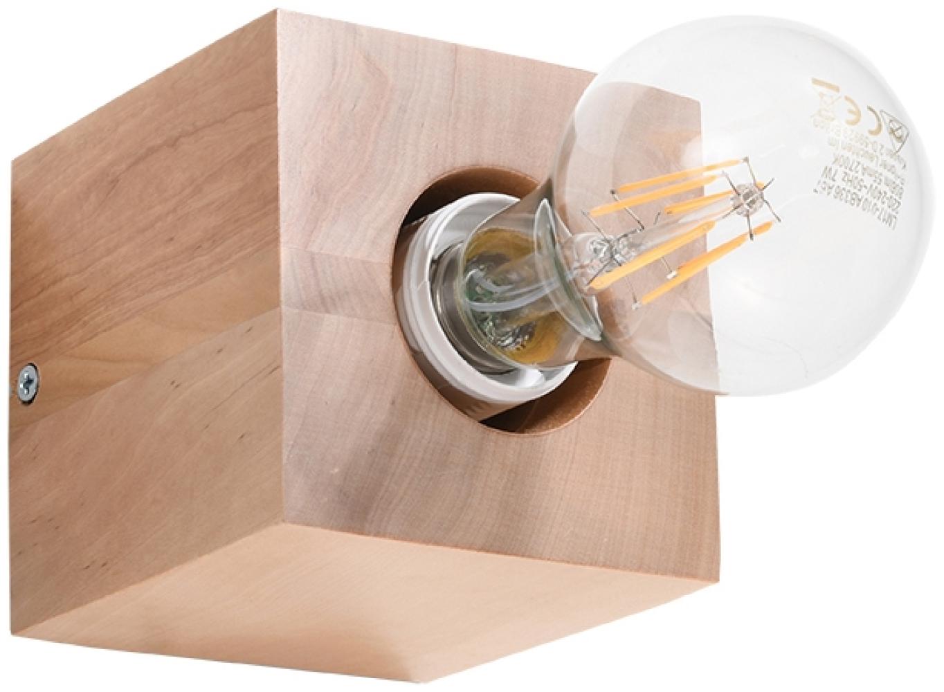 Sollux Ariz Wandlampe Natur Holz E27 dimmbar 10x10x10cm Bild 1