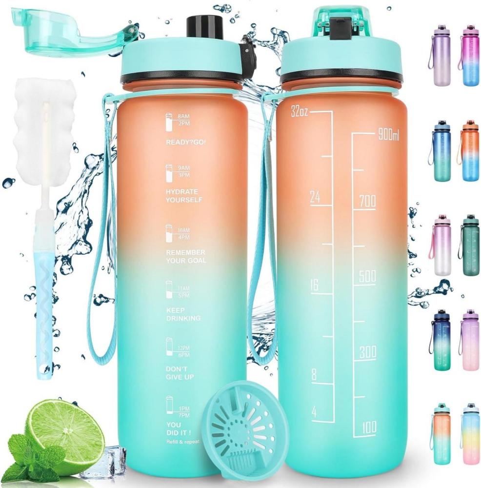 AOPREL Trinkflasche 1L Sport Wasserflasche Auslaufsicher motivierend Filter Bild 1