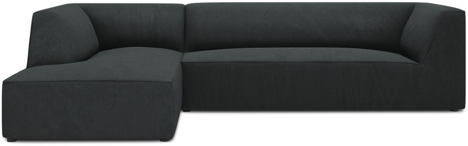 Micadoni 4-Sitzer Modular Ecke links Sofa Ruby | Bezug Black | Beinfarbe Black Plastic Bild 1