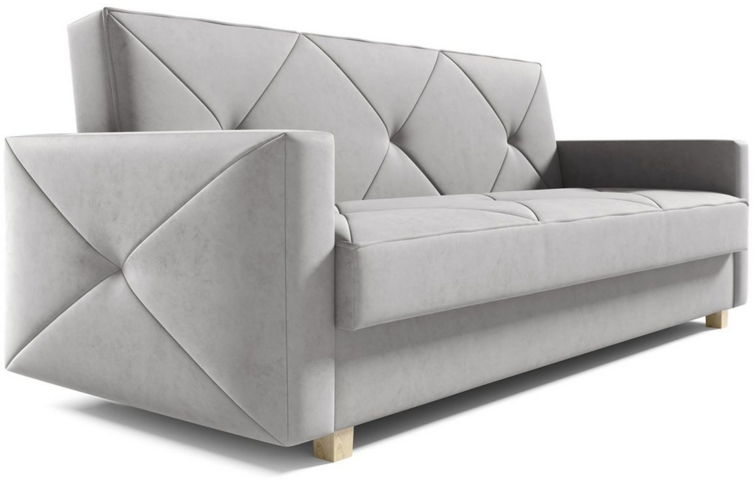 MOEBLO Schlafsofa PRETORIA, Couch Schlafsofa Bettsofa Kippsofa 3-Sitzer aus Samt - (BxHxT): 215 x 88 x 95 cm, mit Schlaffunktion und Bettkasten Bild 1