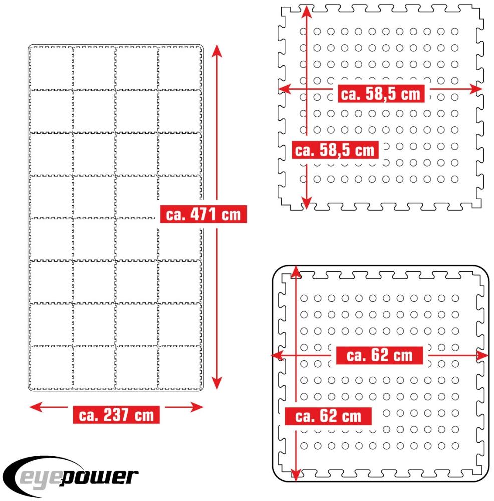 11,2m² Poolunterlage 32 Poolmatten 62x62cm in Grün Bild 1