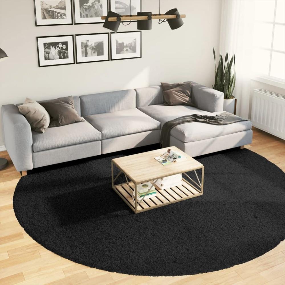 vidaXL Shaggy-Teppich PAMPLONA Hochflor Modern Schwarz Ø 280 cm Bild 1