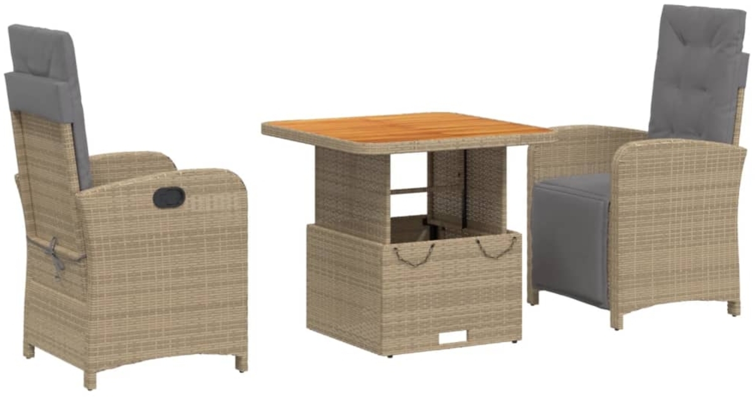 vidaXL 3-tlg. Garten-Essgruppe mit Kissen Beige Poly Rattan 3277363 Bild 1