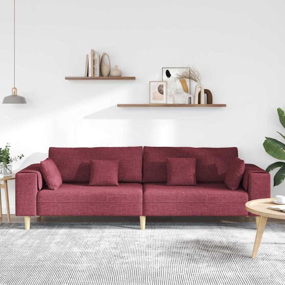 vidaXL Stoffsofa mit Kissen, 208 cm, Stoff, Rot Bild 1