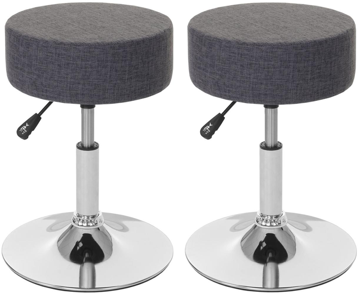 2er-Set Hocker HWC-C22, Sitzhocker Schminkhocker, höhenverstellbar Ø 35cm ~ Textil, grau Bild 1