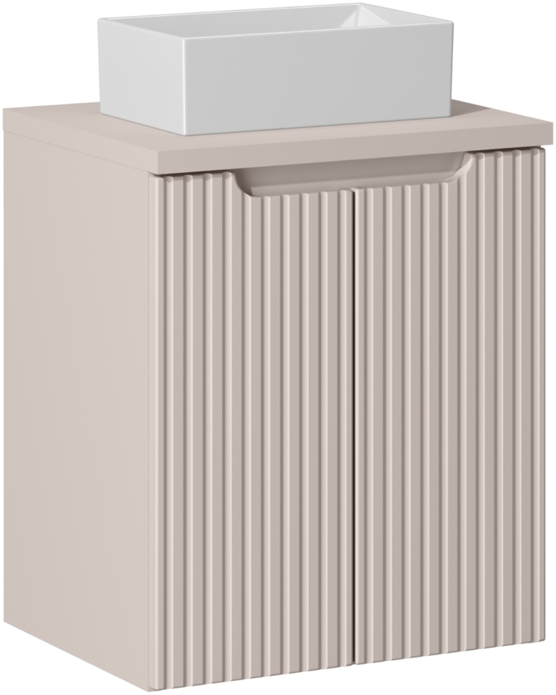 NOVA CASHMERE 50 cm großes Badmöbel-Set mit einer Waschtischplatte und einem Gaja-Aufsatzwaschbecken (40x50cm), Kaschmir matt Bild 1