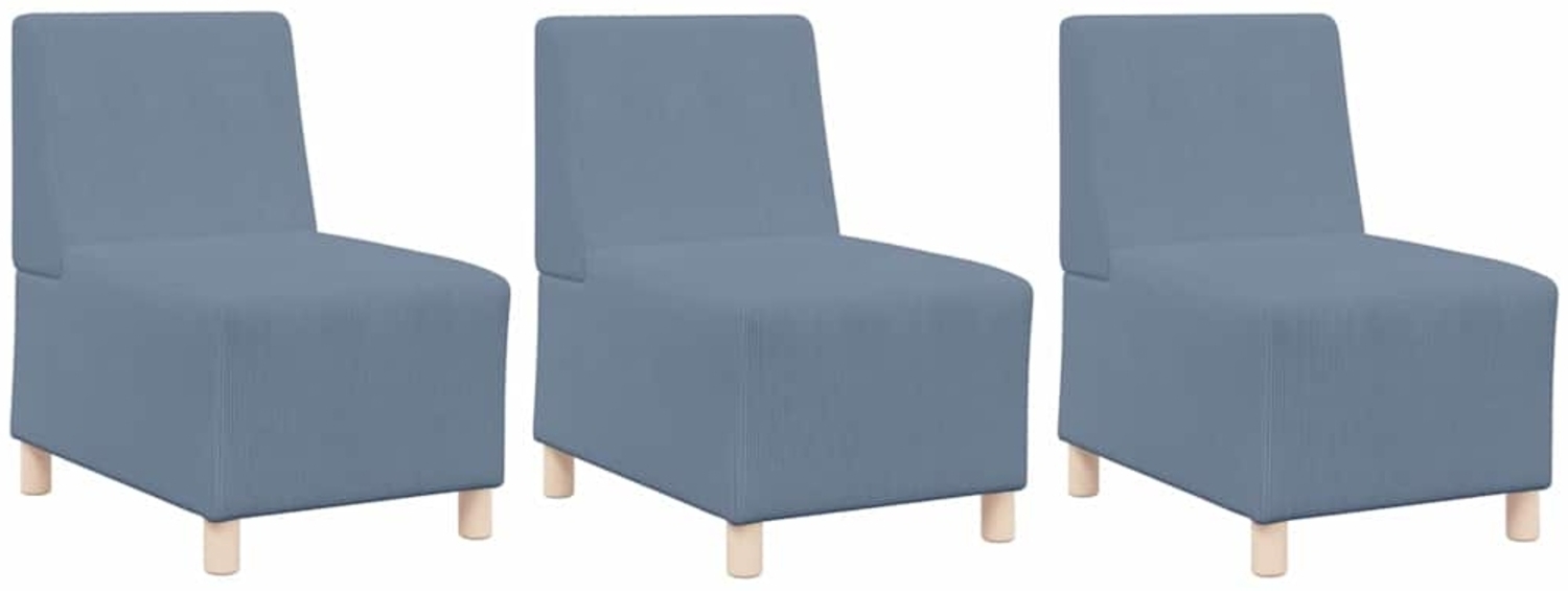 vidaXL Modulares Armfreies Sofa 3 pcs Blau 55 x 74 x 82 cm Cordstoff 3399823 Bild 1