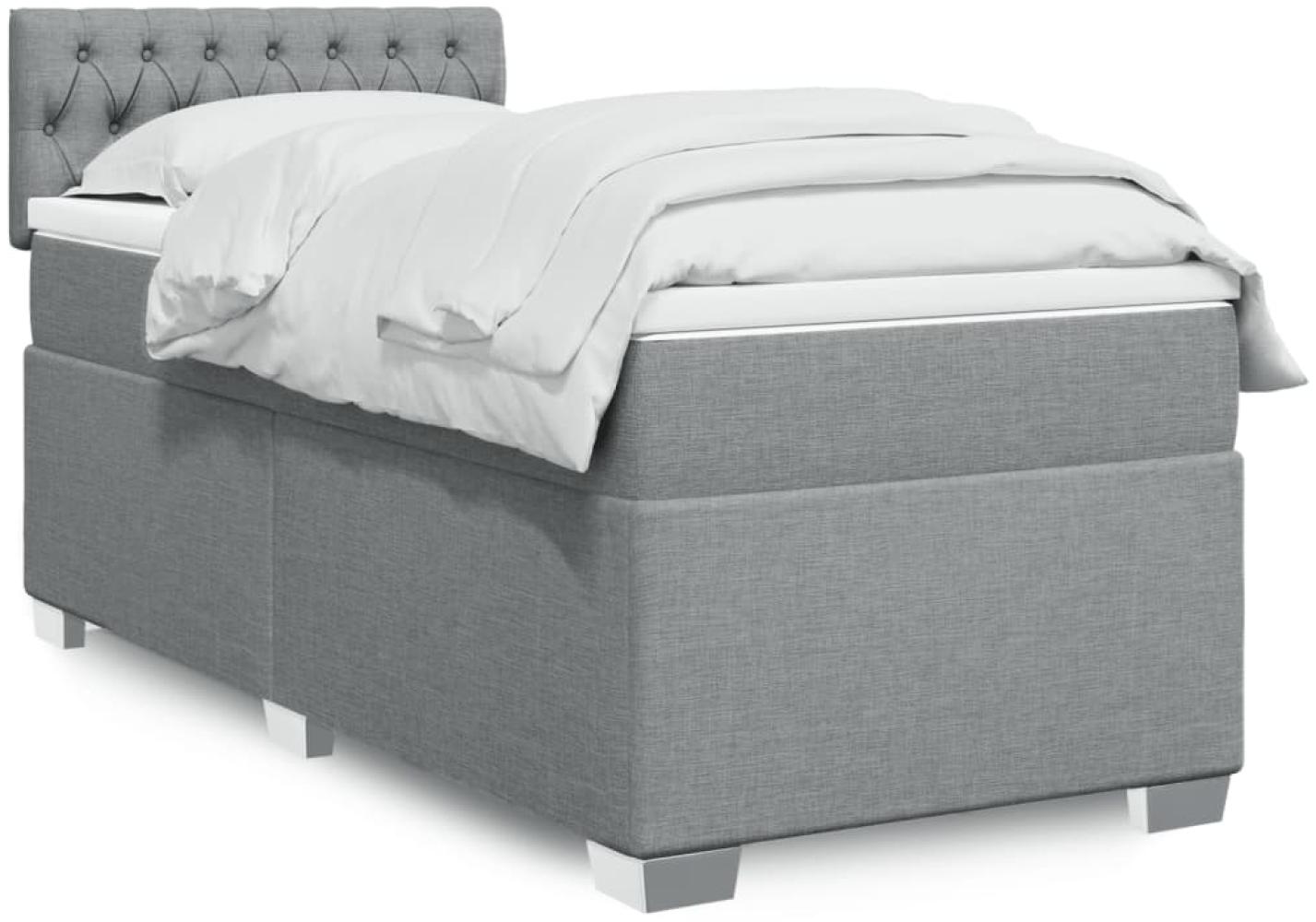 vidaXL Boxspringbett mit Matratze Hellgrau 100x200 cm Stoff 3288106 Bild 1