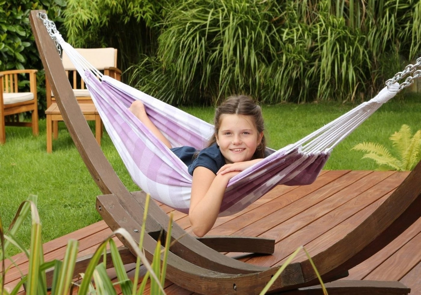 CONACORD Hängematte mycona Hängematte Garda violett kariert, Gesamtlänge von 300 cm Bild 1