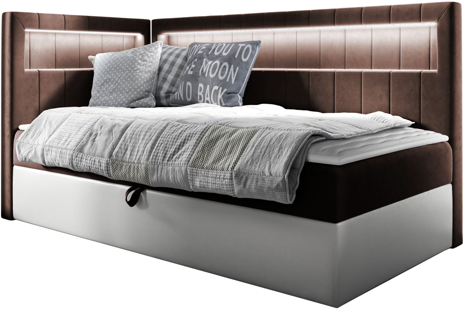 Boxspringbett 'Gladino Junior 3' braun 80 x 200 cm Links Bild 1