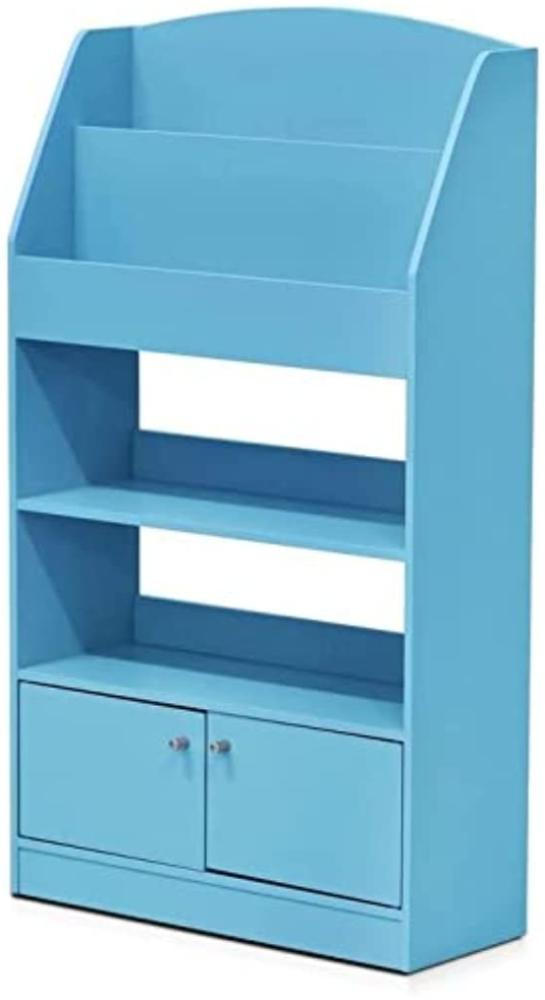 Furinno Magazin/Bücherregal mit Spielzeugschrank für Kinder, holz, Hellblau, 24 x 24 x 110. 01 cm Bild 1