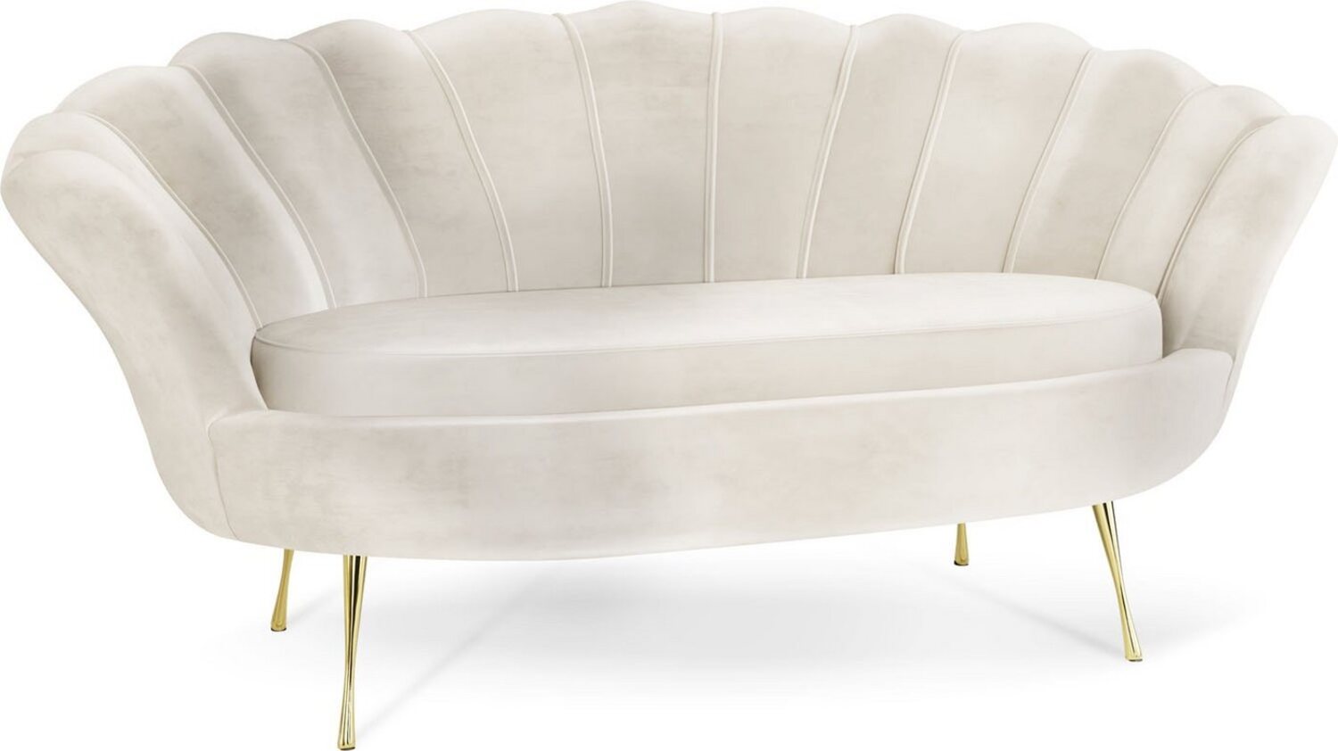 WFL GROUP Sofa Muschel, Samt 2-Sitzer Couch mit Golden oder Silber Metallbeinen Bild 1