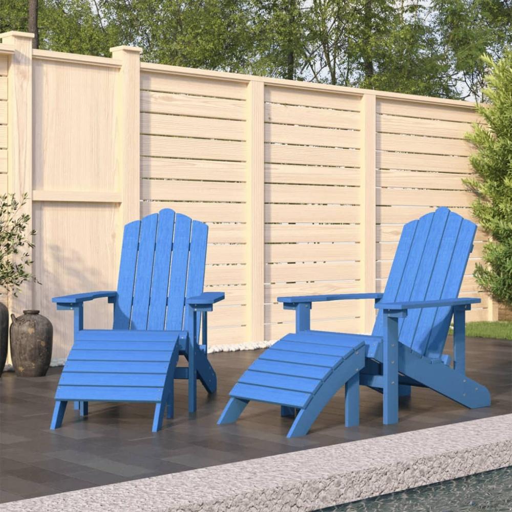 vidaXL Adirondack-Gartenstühle 2 Stk. mit Hockern HDPE Aquamarin 3095699 Bild 1